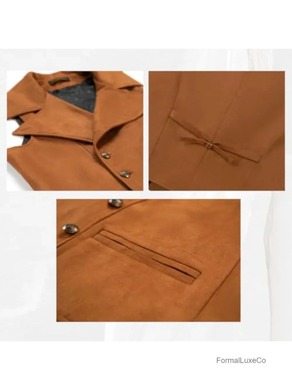 Mens Suede Double Breasted Vest Classic Groomsmen Wedding Waistcoat Leather Big